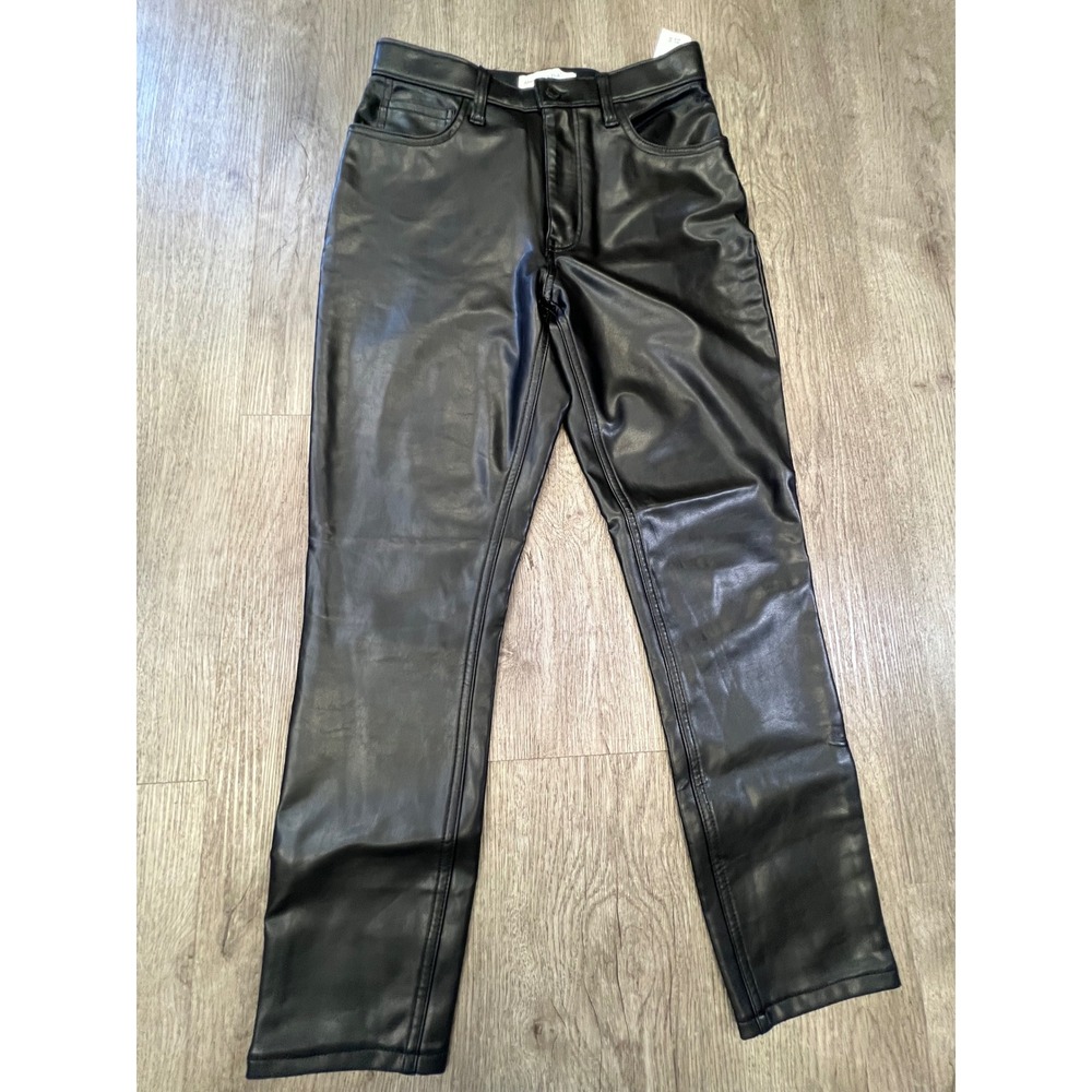 Abercrombie & Fitch Curve Love The Skinny High Rise Vegan Leather Pants Black 27